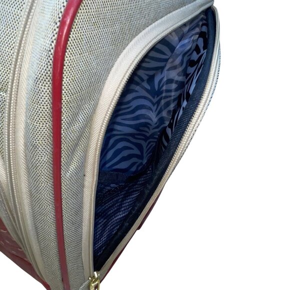 Nicole Miller Womens Beige & Red Rolling Tote Bag With Front Pocket - Picture 15 of 15